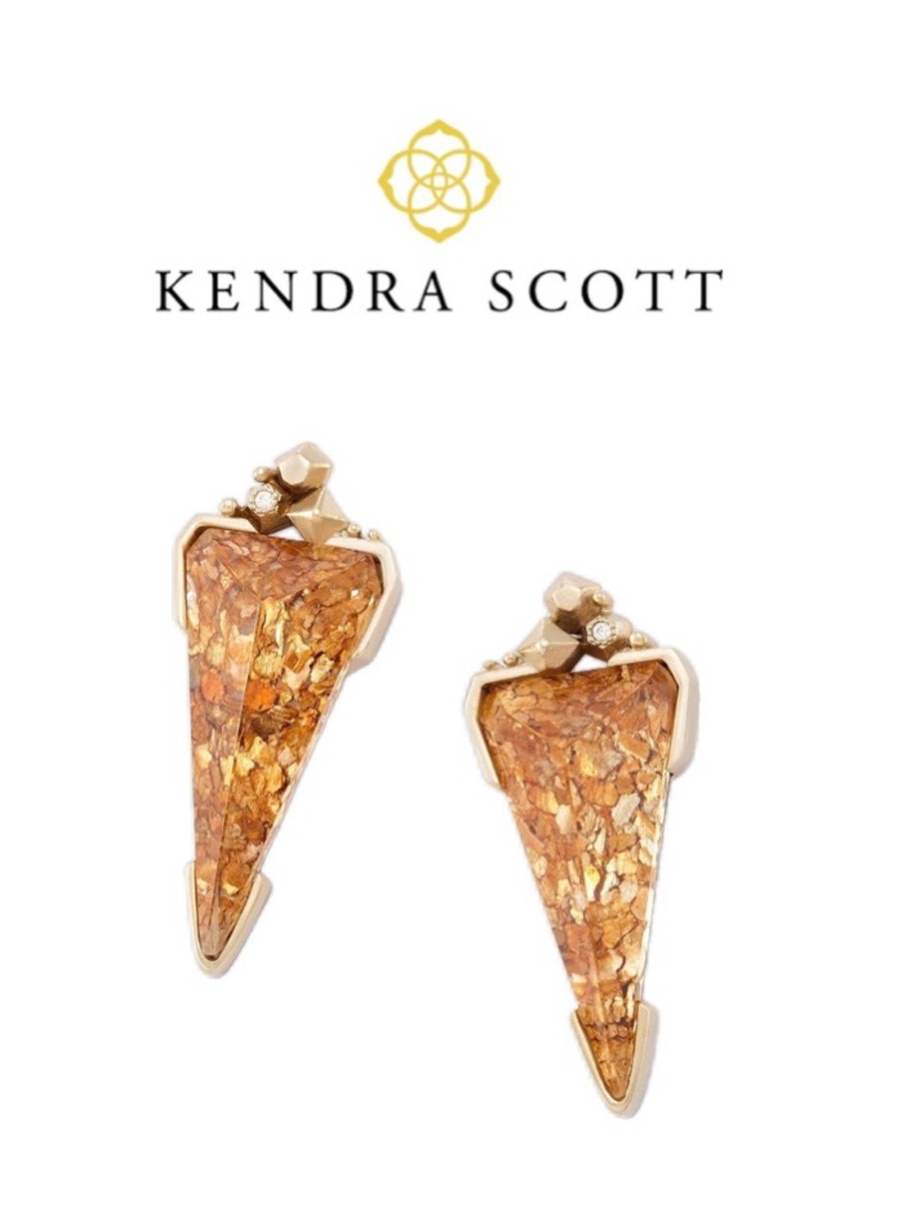 EUC [Kendra Scott] Rare Libby Oversized Statement Earrings in Crushed Gold Mica